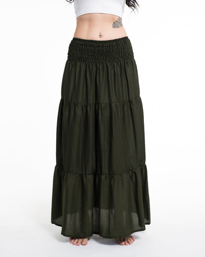 Solid Color Long Skirt in Dark Green