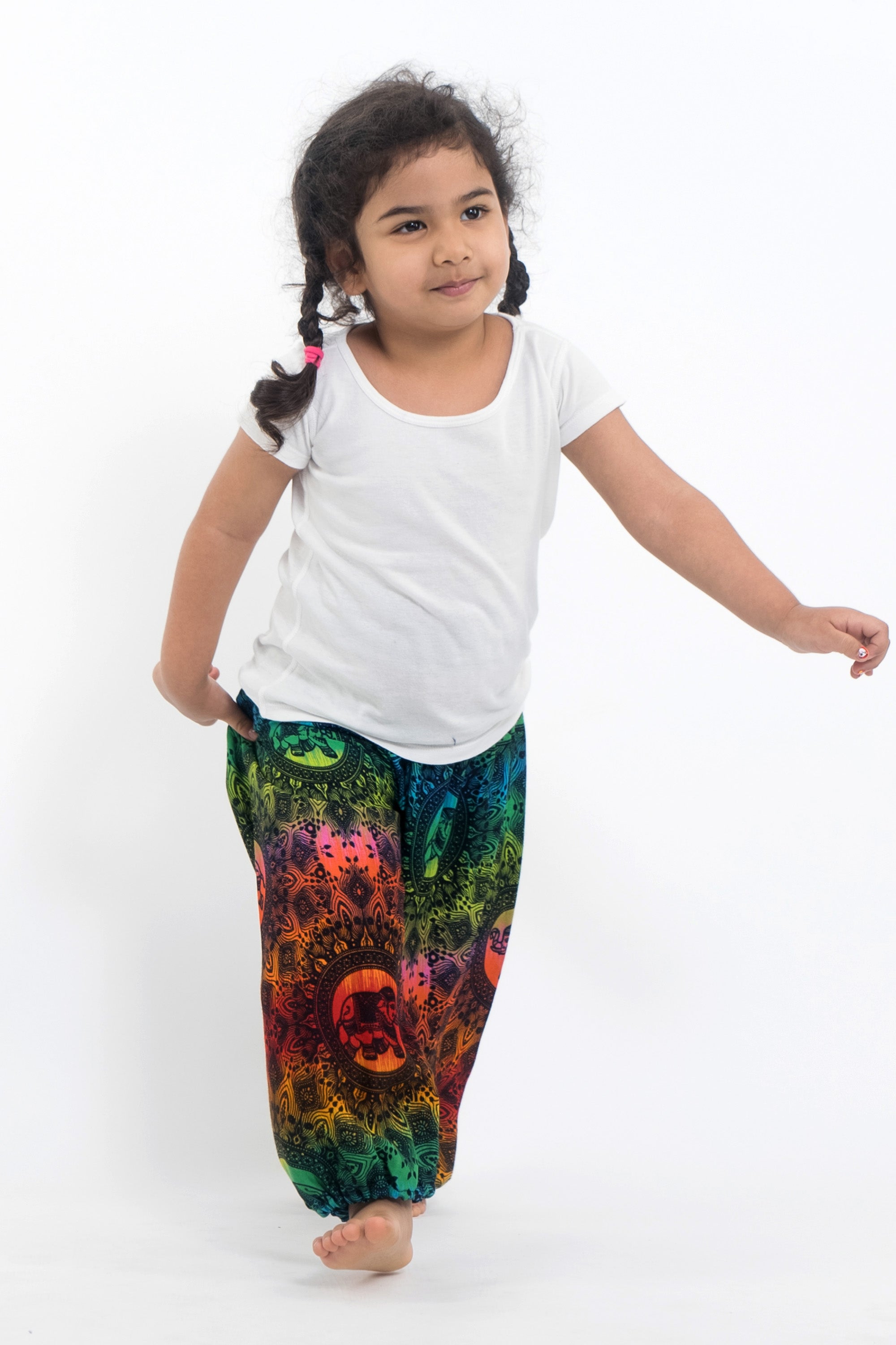 Rainbow Elephant Kids Elephant Pants in Orange