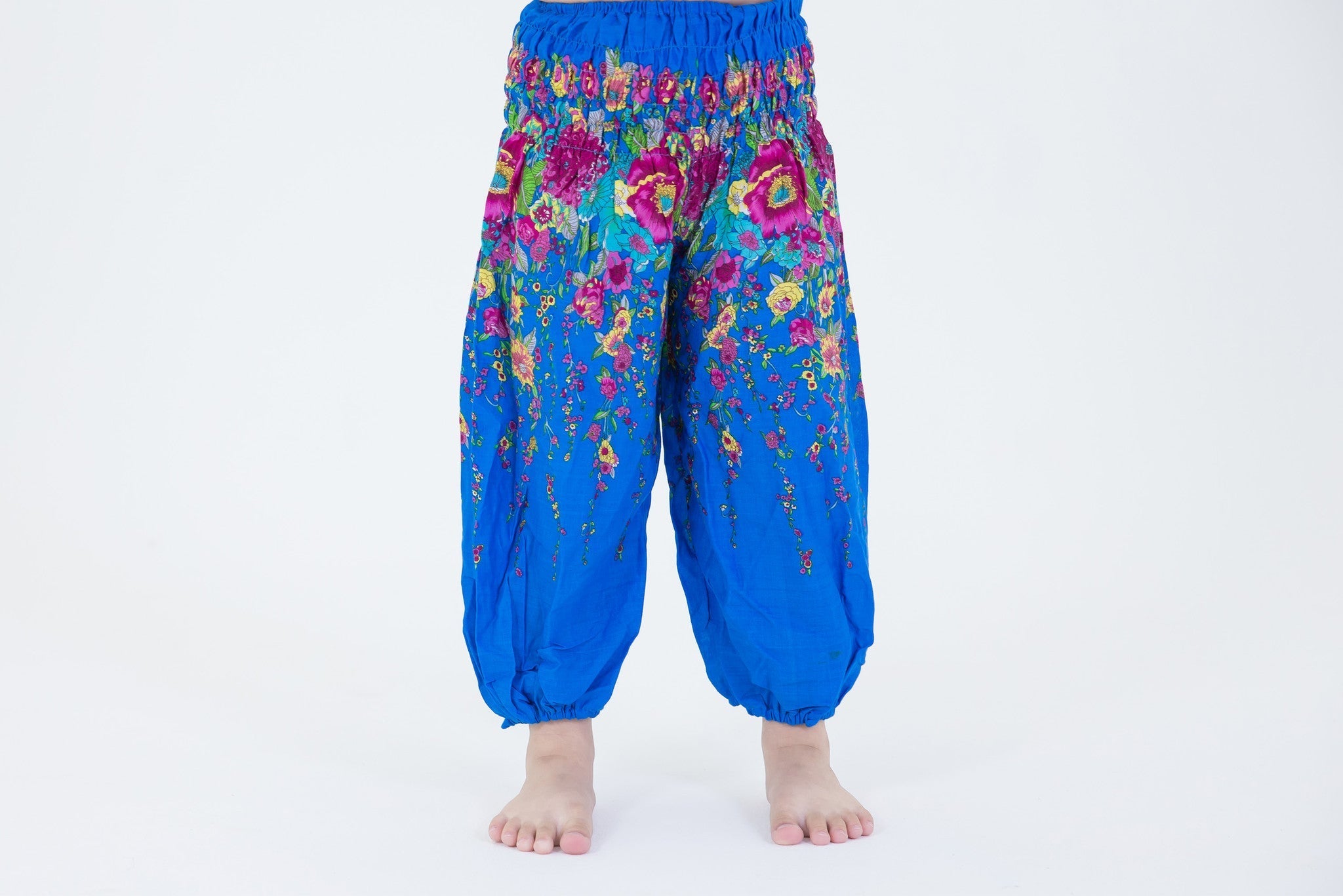 Floral Kids Harem Pants in Ocean Blue