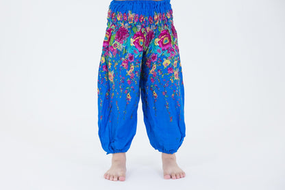 Floral Kids Harem Pants in Ocean Blue
