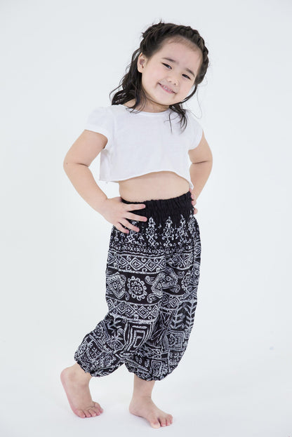 Tribal Prints Kids Harem Pants in Black