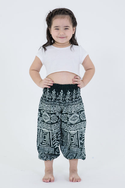 Tribal Prints Kids Harem Pants in Green