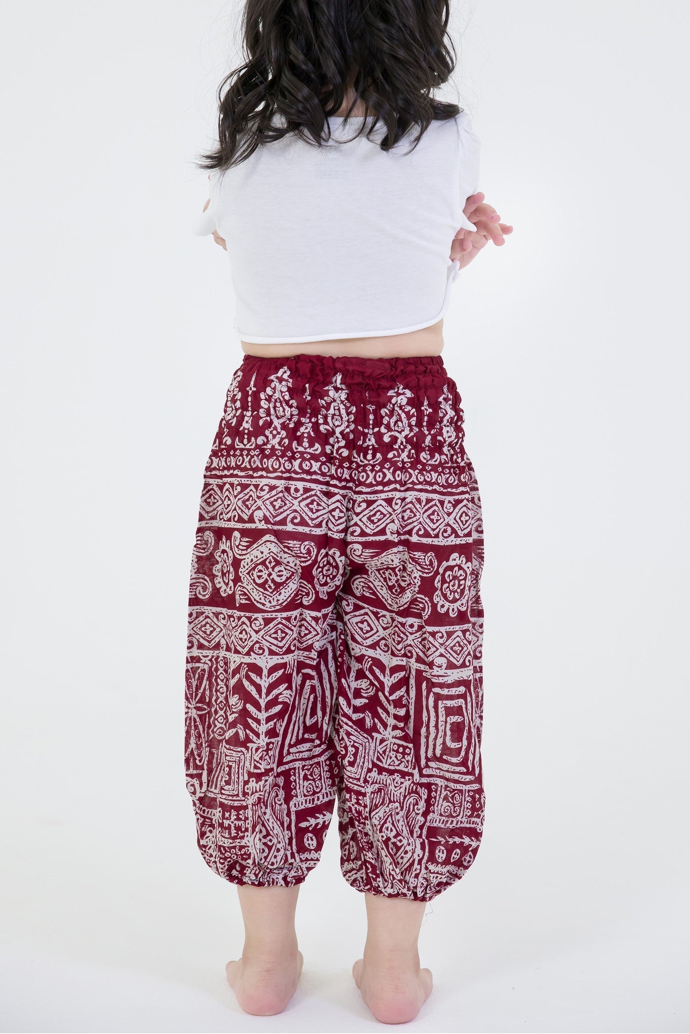 Tribal Prints Kids Harem Pants in Red