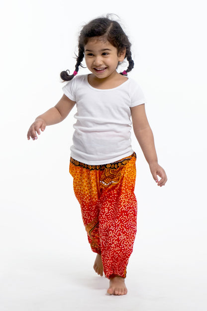 Tribal Chakras Kids Harem Pants in Orange