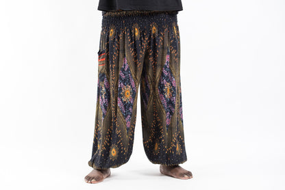 Plus Size Peacock Eye Men's Harem Pants in Black