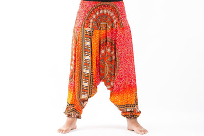 Plus Size Tribal Chakras 2-in-1 Jumpsuit Harem Pants in Orange