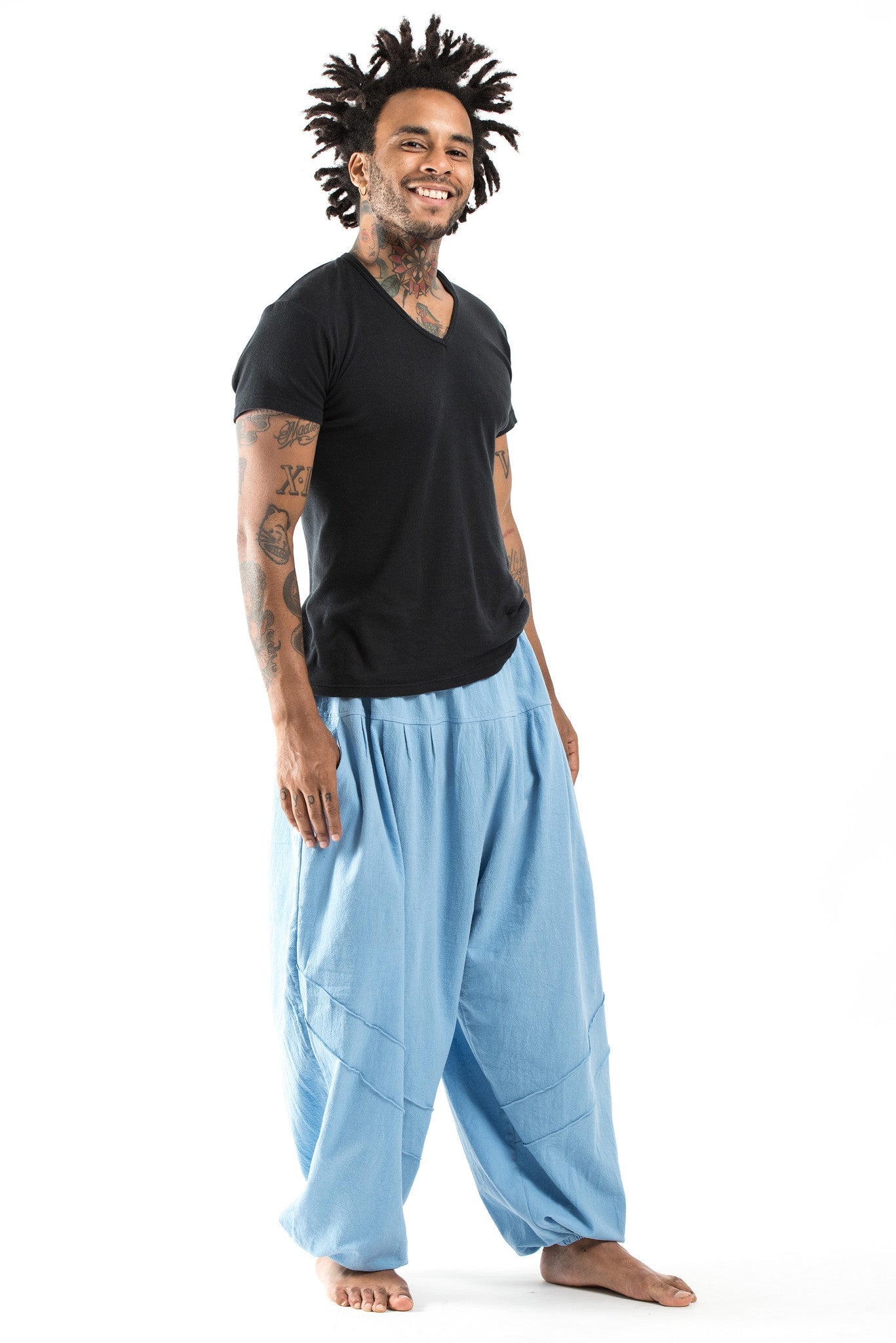 Genie Men's Cotton Harem Pants in Light Blue
