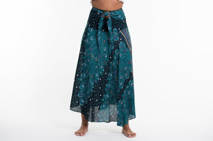 Peacock Handkerchief Midi Skirt in Turquoise