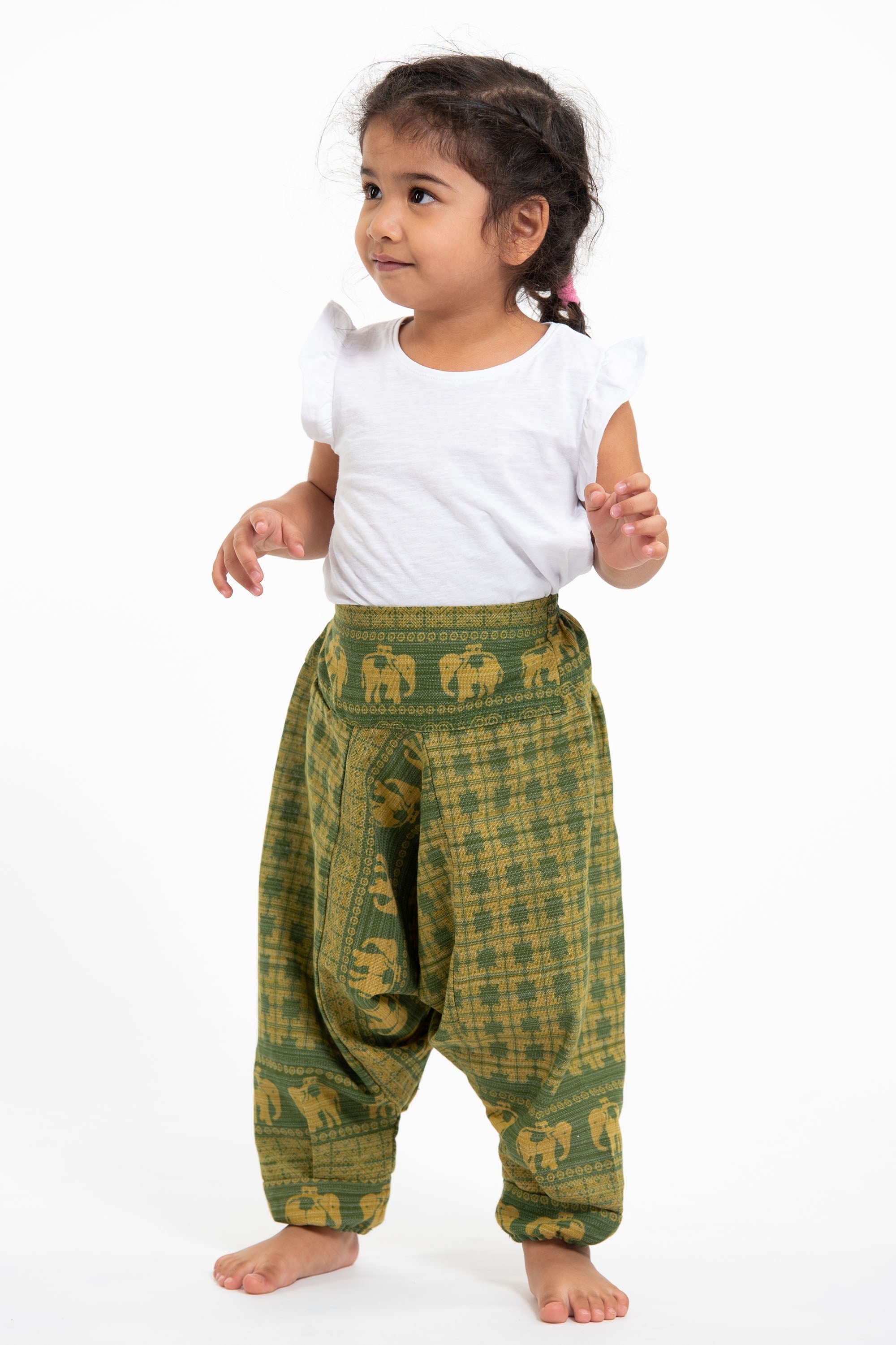 Hill Tribe Elephant Kids Elephant Pants in Green