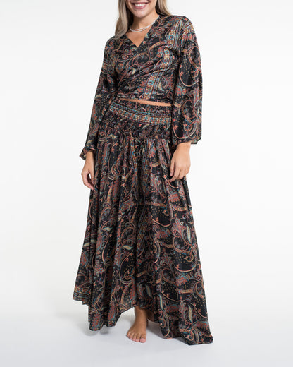 Celestial Paisley Tie Top and Palazzo Pants in Black
