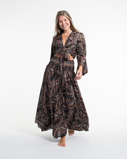 Celestial Paisley Tie Top and Palazzo Pants in Black