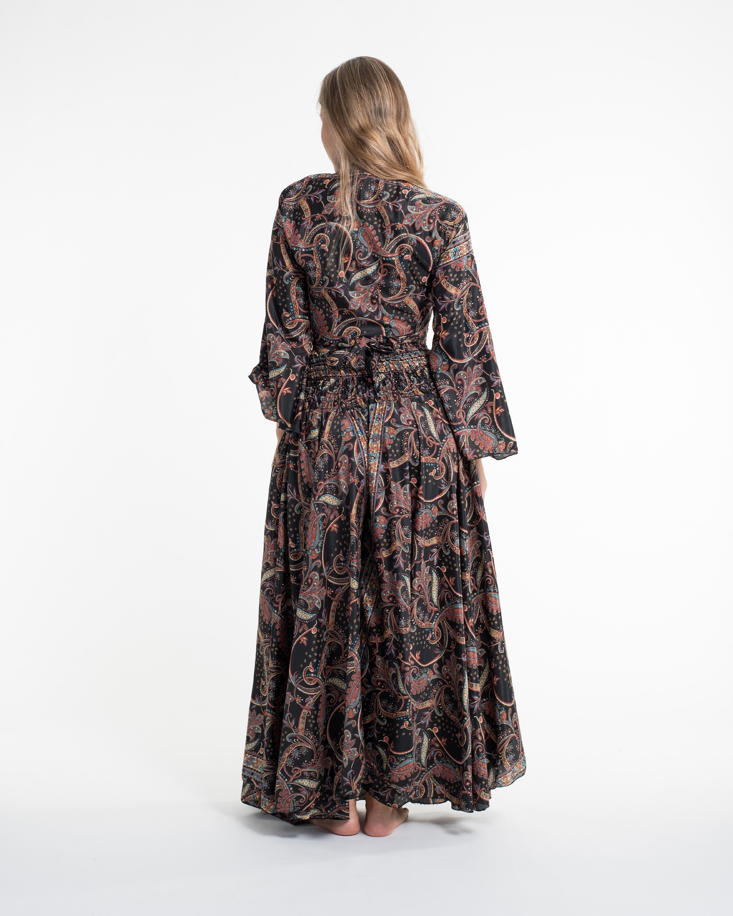 Celestial Paisley Tie Top and Palazzo Pants in Black