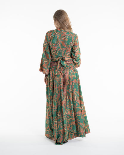 Celestial Paisley Tie Top and Palazzo Pants in Green