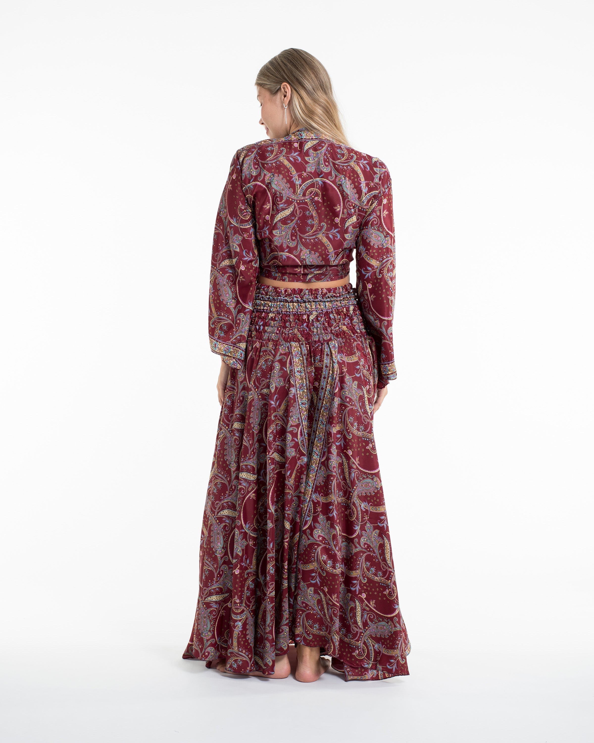Celestial Paisley Tie Top and Palazzo Pants in Red