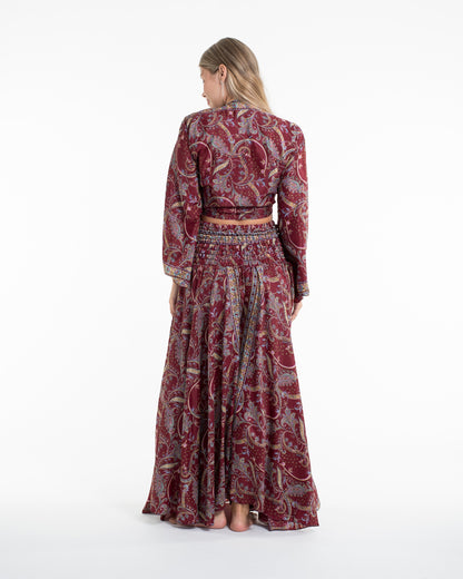 Celestial Paisley Tie Top and Palazzo Pants in Red