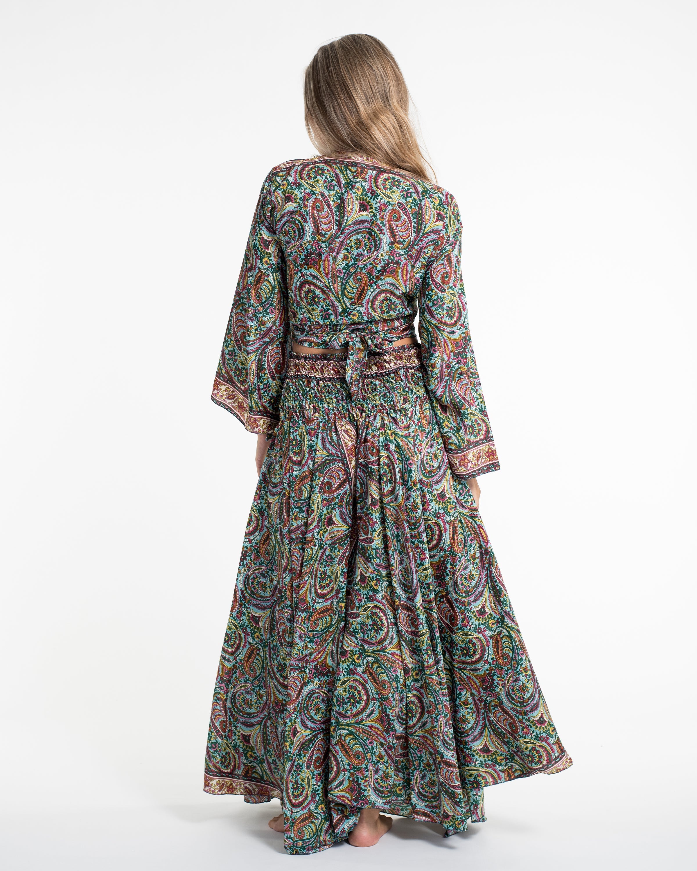 Stellar Paisley Tie Top and Palazzo Pants in Green