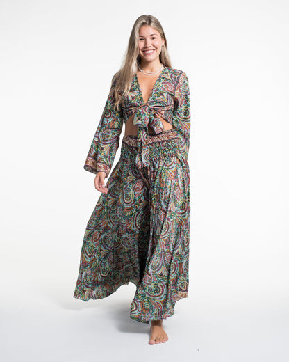 Stellar Paisley Tie Top and Palazzo Pants in Green