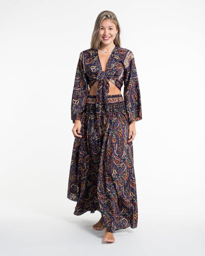 Stellar Paisley Tie Top and Palazzo Pants in Navy