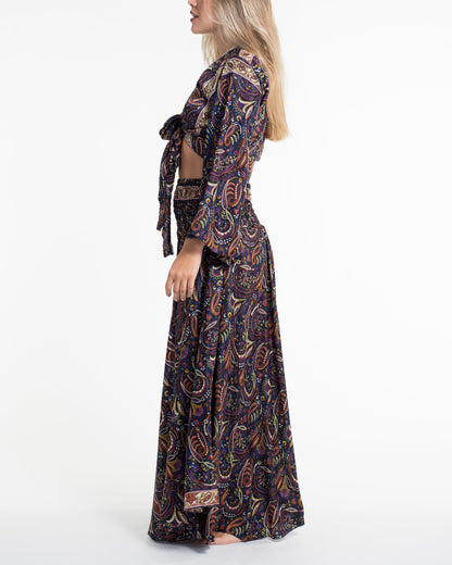 Stellar Paisley Tie Top and Palazzo Pants in Navy