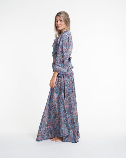 Twilight Paisley Tie Top and Palazzo Pants in Light Blue