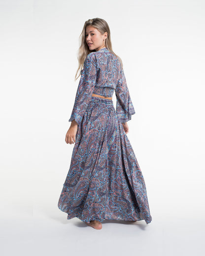 Twilight Paisley Tie Top and Palazzo Pants in Light Blue