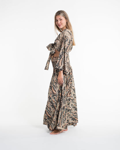 Mystic Paisley Tie Top and Palazzo Pants in Black