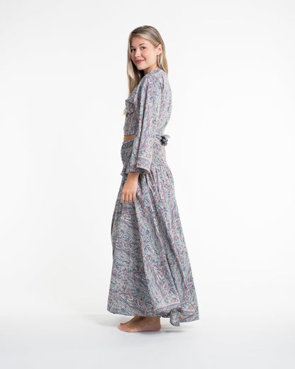 Mystic Paisley Tie Top and Palazzo Pants in Gray