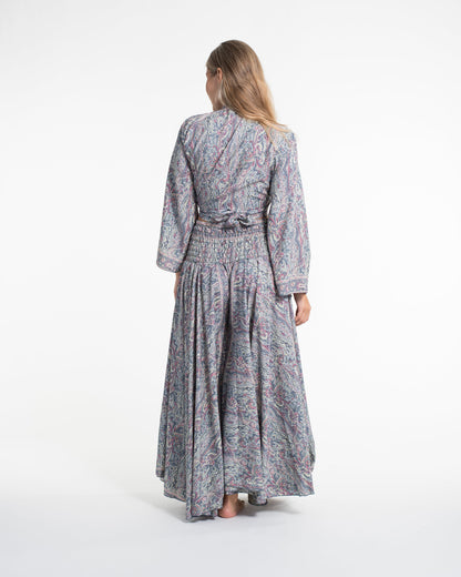 Mystic Paisley Tie Top and Palazzo Pants in Gray