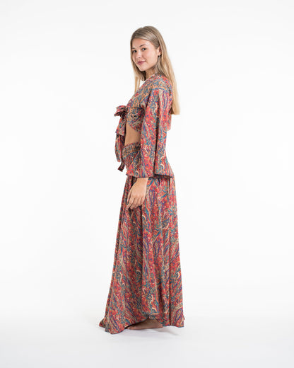 Mystic Paisley Tie Top and Palazzo Pants in Red