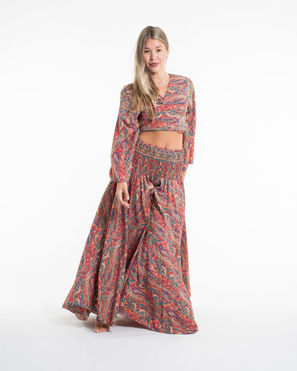 Mystic Paisley Tie Top and Palazzo Pants in Red
