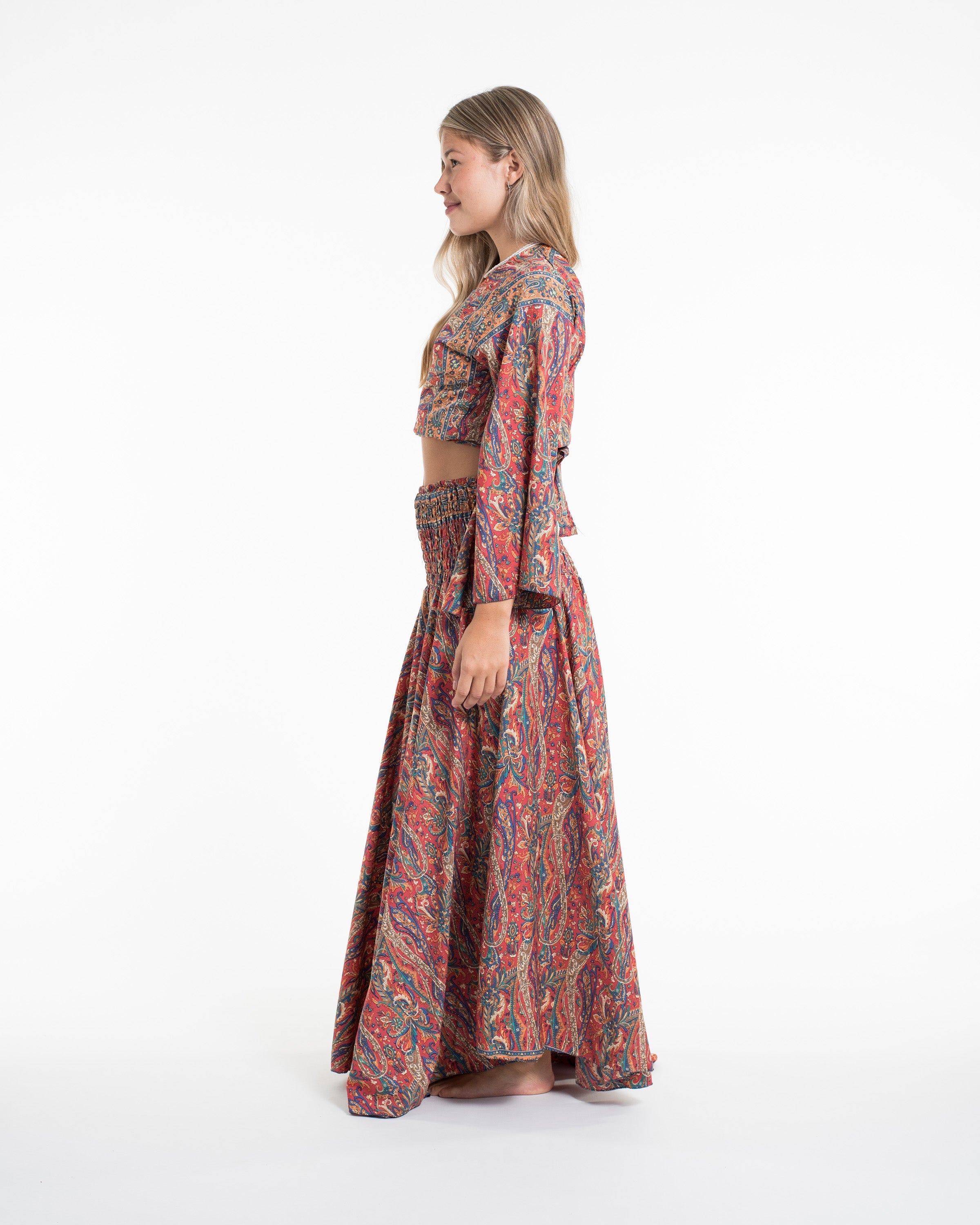Mystic Paisley Tie Top and Palazzo Pants in Red
