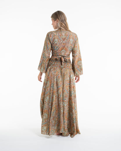 Aurora Paisley Tie Top and Palazzo Pants in Yellow