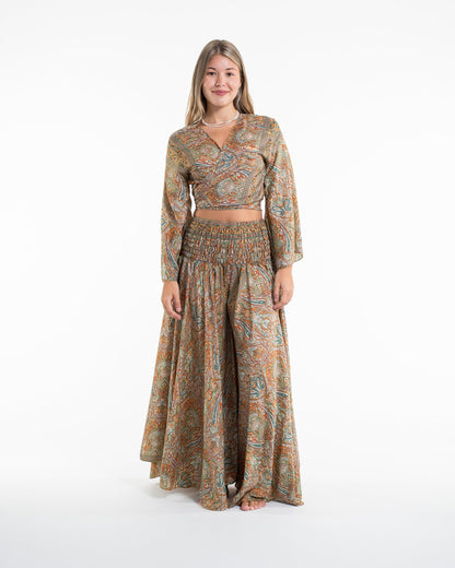 Aurora Paisley Tie Top and Palazzo Pants in Yellow