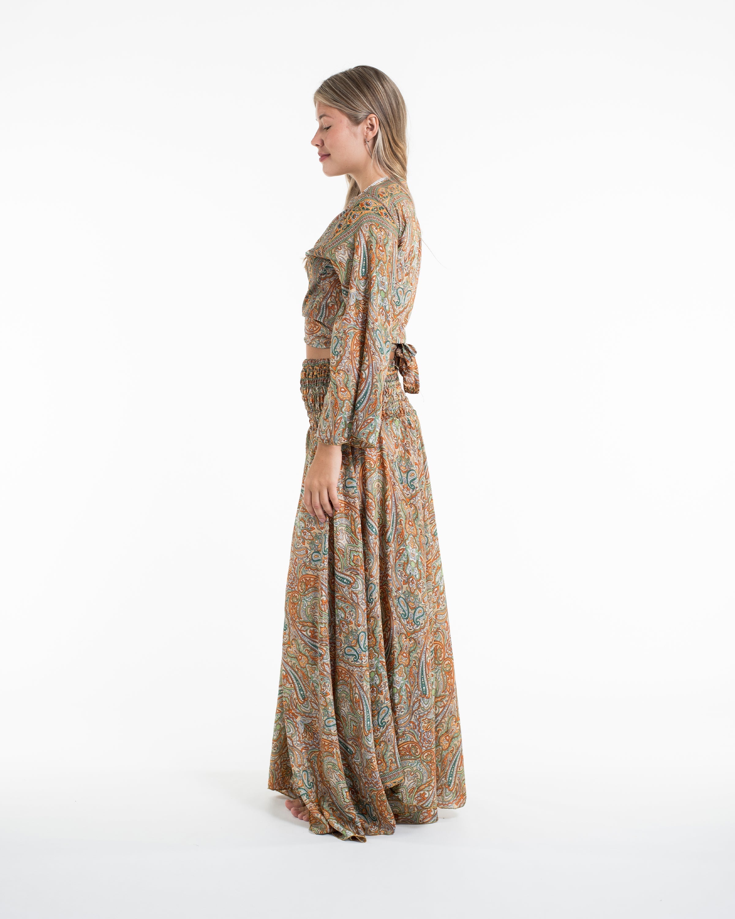 Aurora Paisley Tie Top and Palazzo Pants in Yellow