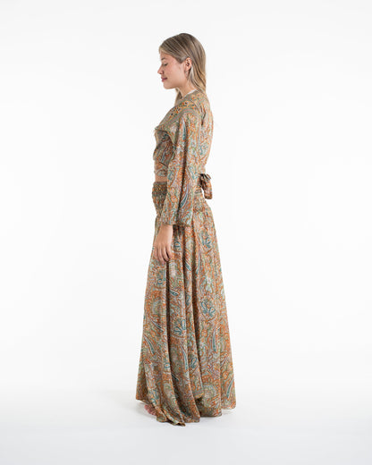 Aurora Paisley Tie Top and Palazzo Pants in Yellow