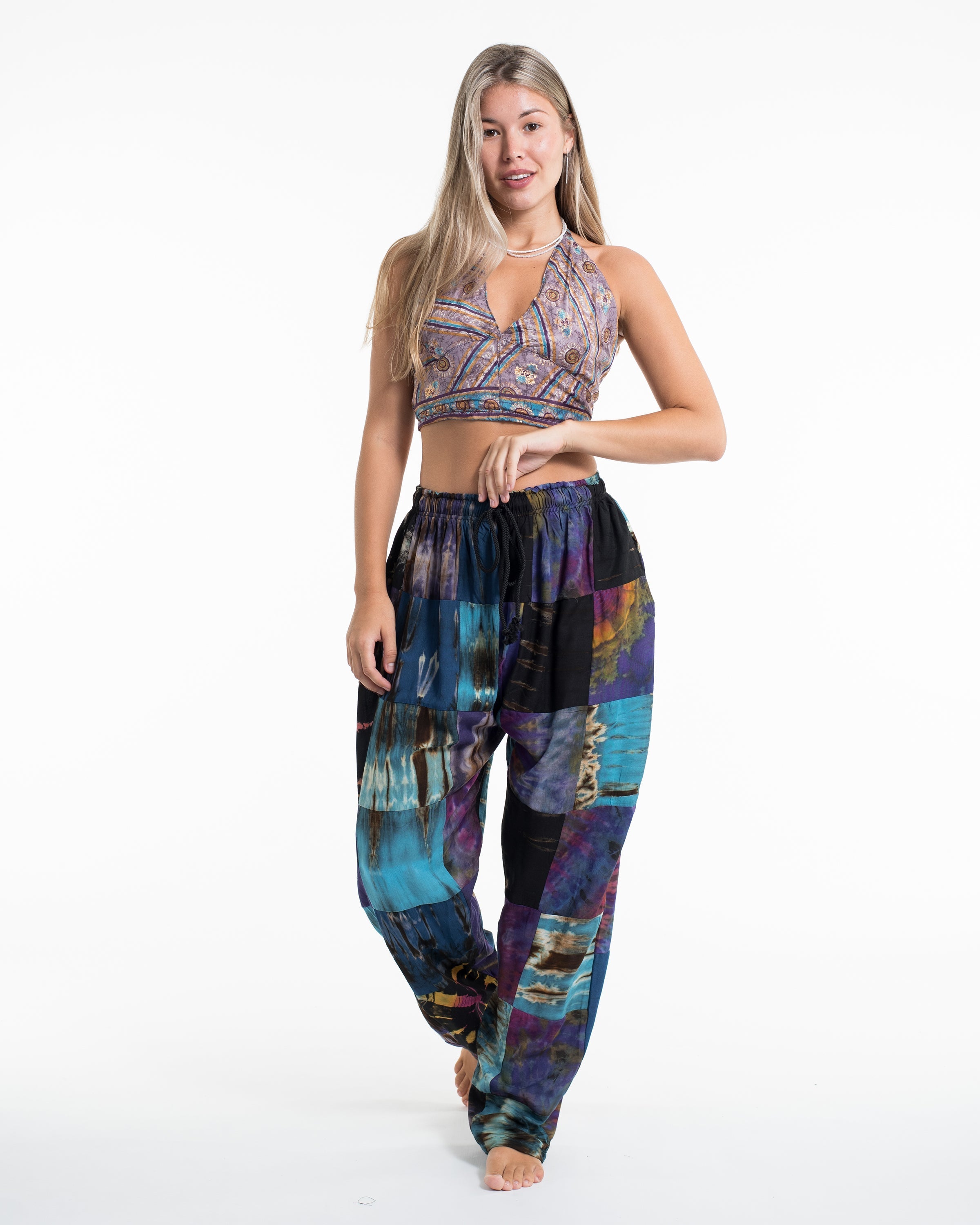 Floral Halter Crop Top in Lilac Gold