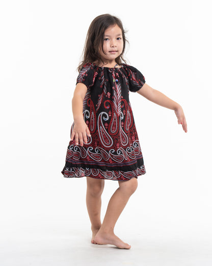 Kids Paisley Feathers Dress in Black