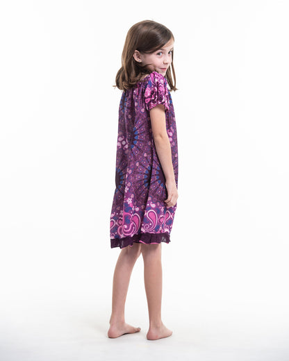Kids Paisley Mandalas Dress in Purple