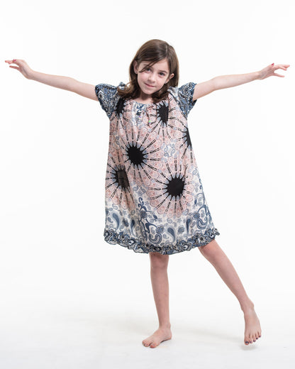 Kids Paisley Mandalas Dress in Silver Gray