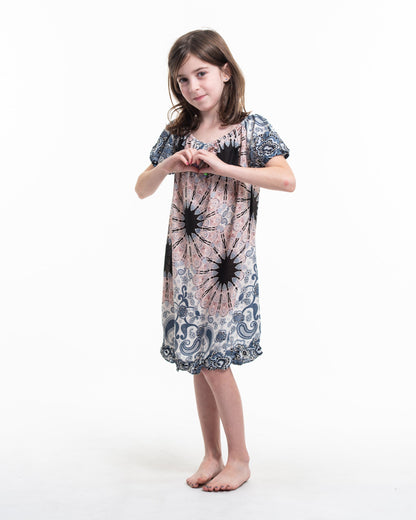 Kids Paisley Mandalas Dress in Silver Gray