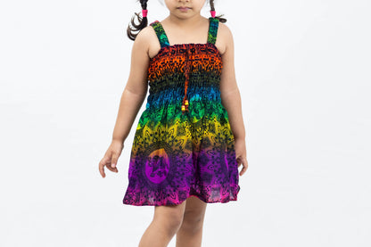 Kids Rainbow Elephant Smock Dress in Purple