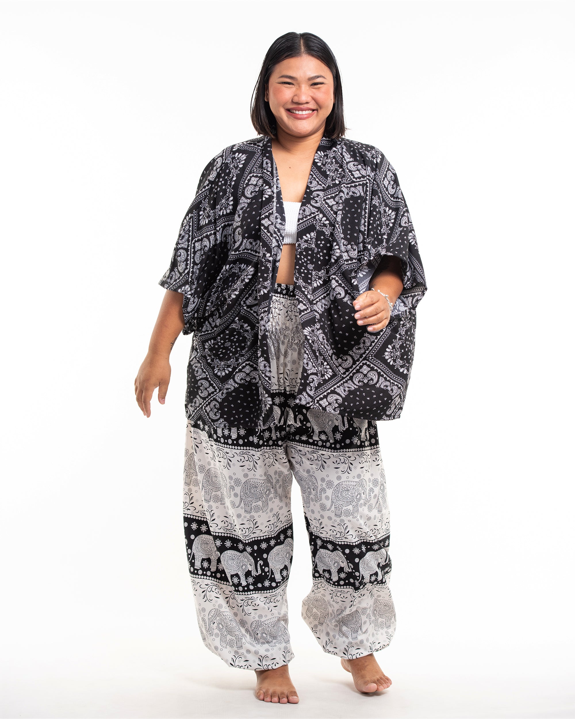 Patchwork Paisley Kimono Cardigan in Black