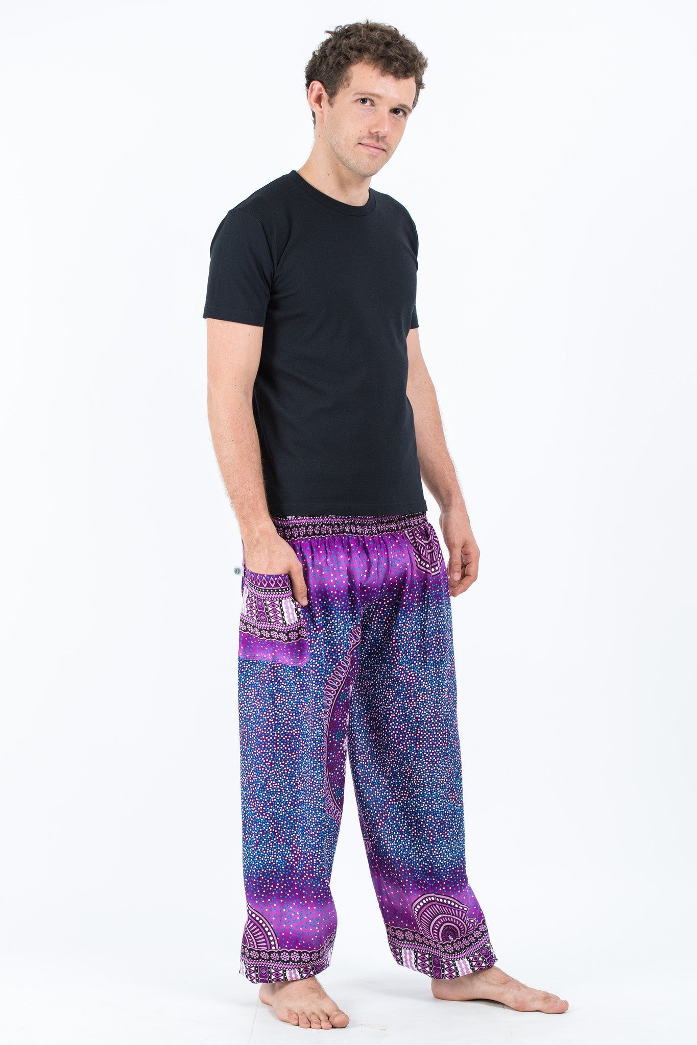 Tribal Chakras Men's Harem Pants in Purple