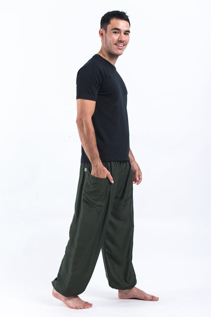 Solid Color Men's Harem Pants in Dark Green