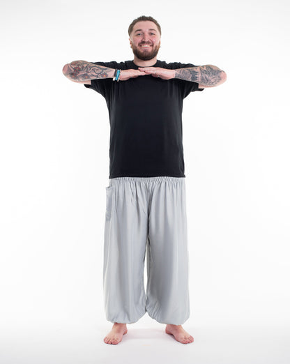 Plus Size Solid Color Men's Harem Pants in Light Gray