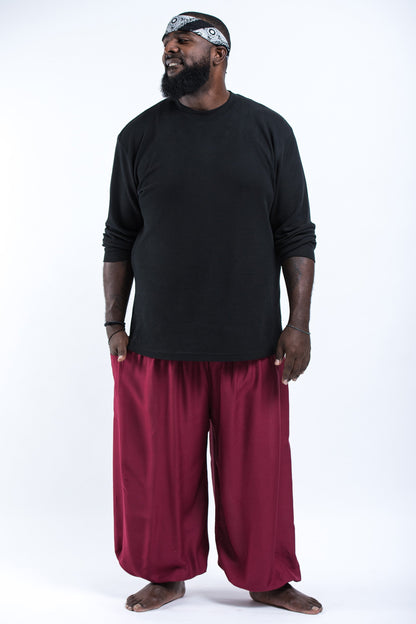 Plus Size Solid Color Men's Harem Pants in Red