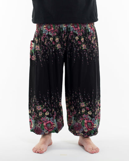 Plus Size Floral Men's Harem Pants in Black