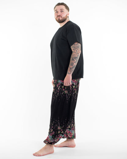 Plus Size Floral Men's Harem Pants in Black