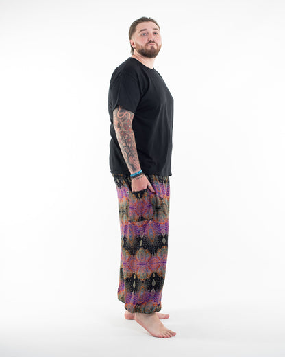 Plus Size Paisley Men's Harem Pants in Purple