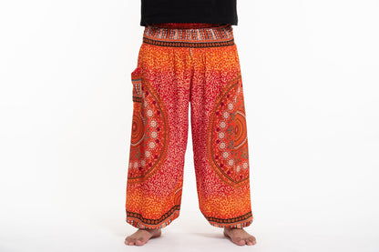 Plus Size Tribal Chakras Men's Harem Pants in Orange